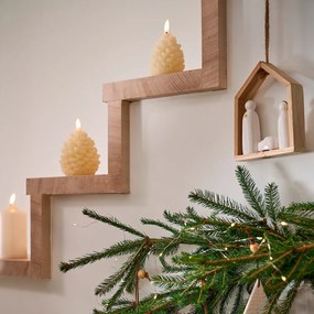 Dennenappel LED-kaars in was, H13 cm, Caspar