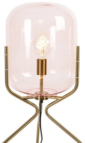 Art Deco vloerlamp messing met roze glas - Bliss Art Deco E27 Binnenverlichting Lamp