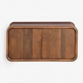 Muurhangende Badkamermeubelset 90x45 Cm Van Mangohout Maupaul Donker Handvat Hout & Zonder Wastafel & Zonder Kraan - Sklum