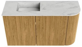 Mondiaz Joya DLux 70cm toiletmeubel ronding rechts oak met wastafel faye links 1 kraangat opalo