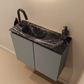 Mondiaz Ture DLux toiletmeubel 60cm smoke met wastafel lava links met kraangat