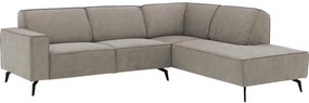 Goossens Hoekbank Hercules grijs, microvezel, 2,5-zits, modern design met ligelement rechts