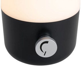 Buiten tafellamp met dimmer zwart met wit incl. LED oplaadbaar IP44 - Haard Modern IP44 Buitenverlichting Lamp