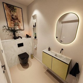 MONDIAZ TURE-DLUX 80cm toiletmeubel Oro. EDEN wastafel Ostra positie rechts. Zonder kraangat. TUREDX80OROR0OST