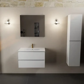 Mondiaz Aivy badmeubel 80cm talc met wastafel keramiek wit glans 1 kraangat en spiegel