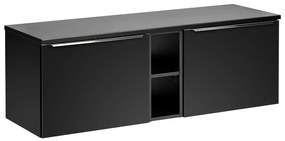 Comad Santa Fe Black badkamermeubel 140cm met open kast en toppaneel zwart mat