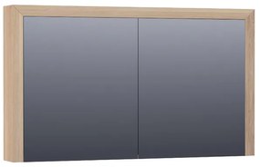 Saniclass Massief eiken Spiegelkast - 120x70x15cm - 2 links/rechtsdraaiende spiegeldeuren - Hout Smoked oak 70511SOG
