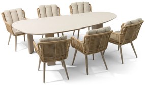 Tuinset 6 personen 240 cm Aluminium/wicker Taupe Coco Custa/Weave