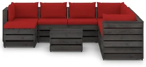 vidaXL 9-delige Loungeset met kussens grijs geïmpregneerd hout
