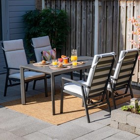 Garden Impressions Kasper tuinset 5-delig - tuintafel 160x84 cm donker grijs