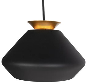 Eettafel / Eetkamer Moderne hanglamp 3-lichts zwart met goud balk - Mia Design, Modern E27 Binnenverlichting Lamp