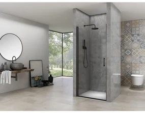 Van Rijn Products ST02 Nisdeur - 82x200cm - helder glas - dikte 6mm - incl. glasbehandeling, - zwart mat ST02LP10081ZW
