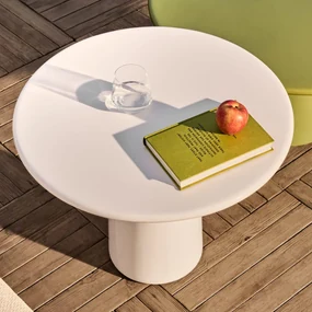 Kave Home Albanella Witte Salontafel Glanzend Cement 65 Cm - 65 X 65cm.