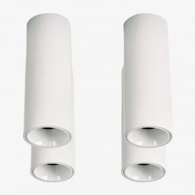 Pack Van 4 Ronde Led-opbouwplafondlampen Ø5,7 Cm Voor Buiten In Aluminium Luisiana Wit & Wit Koud 4000k & 8 W & 38º - Sklum