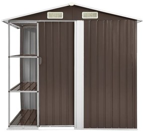 vidaXL Tuinschuur met rek 205x130x183 cm ijzer bruin