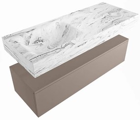 Mondiaz Alan DLux badmeubel 120cm smoke 1 lade met wastafel glace links zonder kraangat