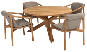 Prado Tess dining tuinset 5 delig 130 cm rond teak 4 Seasons Outdoor