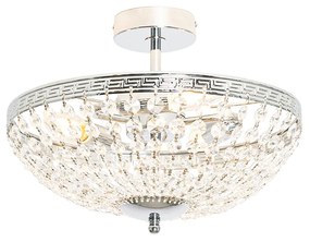 Klassieke plafondlamp staal met kristal 3-lichts - Mondrian Klassiek / Antiek E14 rond Binnenverlichting Lamp