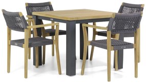 Tuinset 4 personen 90 cm Rope Grijs Lifestyle Garden Furniture Dallas/Veneto