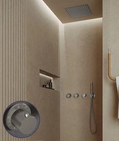 Saniclear Plus Stripes inbouw regendouche met inbouw douchekop 30x30cm en staafhanddouche RVS