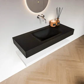 Zaro Alan badmeubel 110cm met planchet talc en vrijhangende wastafel cloud midden zonder kraangat urban