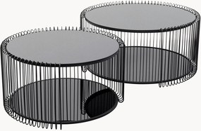 Salontafels Wire met glazen tafelblad, 2-delig