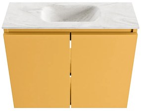 Mondiaz Ture DLux toiletmeubel 60cm ocher met wastafel ostra midden zonder kraangat