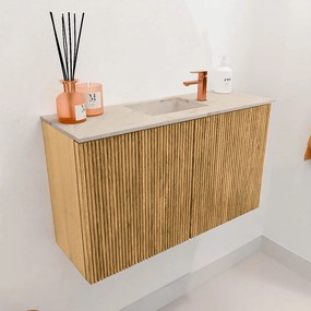 Mondiaz Joya DLux 70cm toiletmeubel oak met wastafel faye midden 1 kraangat frappe