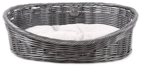 D&D Huisdierenbed rustiek met kussen XS rattan grijs