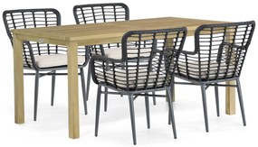 Tuinset 4 personen 160 cm Aluminium/Wicker Zwart De Laan Projects