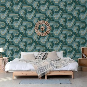 DUTCH WALLCOVERINGS Behang Onyx groen en goudkleurig