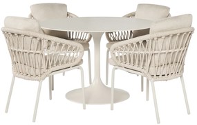 Suns Tosca Nova dining tuinset 120xH76,5 cm rond 5 delig camel sand latte