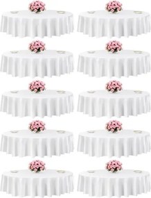 VEVOR 10 x ronde tafelkleden, 2286 mm, kreukvrij tafelkleedbeschermer, machinewasbaar polyester tafelkleed voor feesten, bruiloften, banketten en formele evenementen, wit