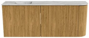 Mondiaz Joya DLux 100cm toiletmeubel ronding rechts oak met wastafel faye links 1 kraangat glace