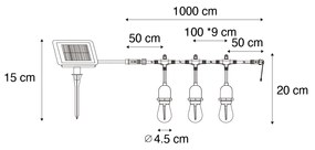 Buiten lichtslinger 10 m incl. LED 10-lichts solar - Russell Modern IP44 Buitenverlichting