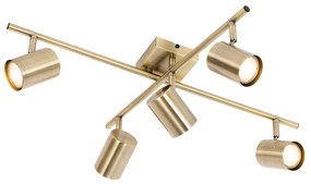 Moderne plafondlamp brons 5-lichts verstelbaar rechthoekig - Jeana