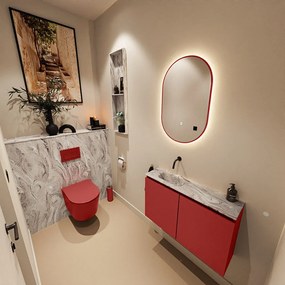 Mondiaz Ture DLux toiletmeubel 80cm fire met wastafel glace links zonder kraangat