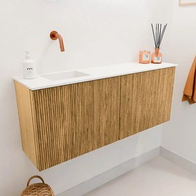 Mondiaz Joya 100cm toiletmeubel oak met wastafel faye links zonder kraangat talc