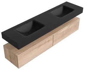 Zaro Alan badmeubel 180cm washed oak 2 lades met vrijhangende wastafel cloud dubbel 2 kraangaten urban