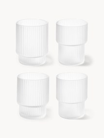 Kleine mondgeblazen tumbler Ripple met reliëfpatroon, 60 ml, 4-delig