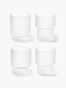 Mondgeblazen waterglazen Ripple met groefreliëf, 4 stuks