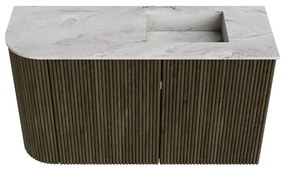 Mondiaz Joya DLux 70cm toiletmeubel ronding links shadow met wastafel faye rechts zonder kraangat glace