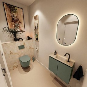 MONDIAZ TURE-DLUX 60cm toiletmeubel Army. EDEN wastafel Frappe positie midden. Met 1 kraangat. TUREDX60ARMM1FRA