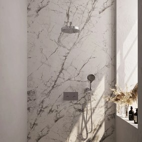 Brauer Stripe inbouw regendouche met 25cm hoofddouche, rechte muurarm en 3 standen handdouche set 28 chroom