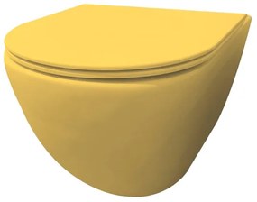 Best Design morrano-49-zonder-spoelrand wandcloset blinde bevestiging incl. zitting mat-geel geel mat 4016780