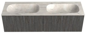Mondiaz Kurve-dlux 150cm badmeubel shadow met 2 lades en wastafel stor small dubbel zonder kraangat ostra