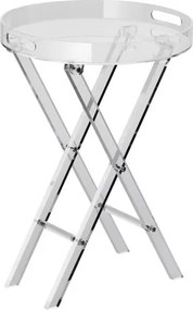 VEVOR Opvouwbare tafel van acryl met dienblad φ40 x 58 cm, bijzettafel van acryl met opvouwbare X-poot, bijzettafel van acryl voor koffie, drankjes, eten, snacks, salontafel voor woonkamer, slaapkamer etc.