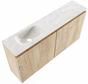 Mondiaz Ture DLux toiletmeubel 100cm washed oak met wastafel ostra links met kraangat