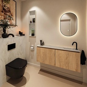 Mondiaz Ture DLux toiletmeubel 120cm washed oak met wastafel opalo rechts met kraangat