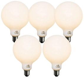 Set van 5 E27 dimbare LED lampen opaal G125 5W 450 lm 2700K